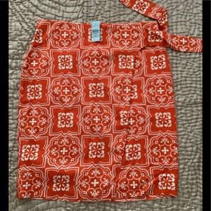 Ann Taylor Wrap Skirt Orange/White sz 12P